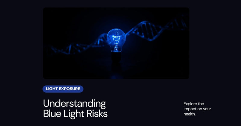 Young person under blue-white artificial light at night, LED exposure and cancer risk concept