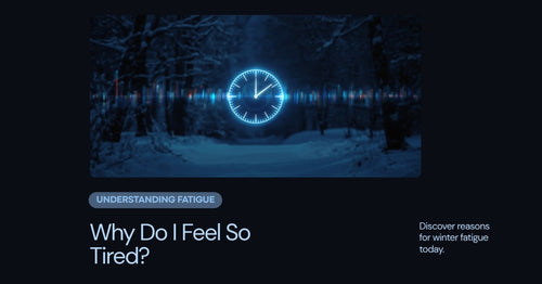Person waking up tired and groggy on a dark winter morning, winter fatigue and circadian disruption